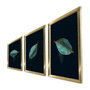 Wallity Cuadro Decorativo Enmarcado MDF de 3 Piezas Azul y Oro